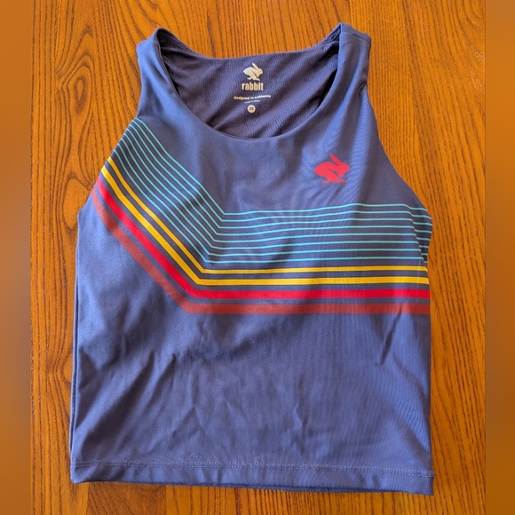 Rabbit Navy/Stripe Athletic Crop Tank Top, Size XS - Picture 9 of 11